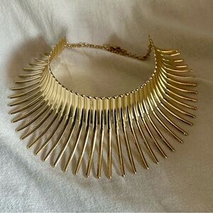 Gold Collar Choker Statement Necklace Tribal Avant Garde Adjustable Jewelry